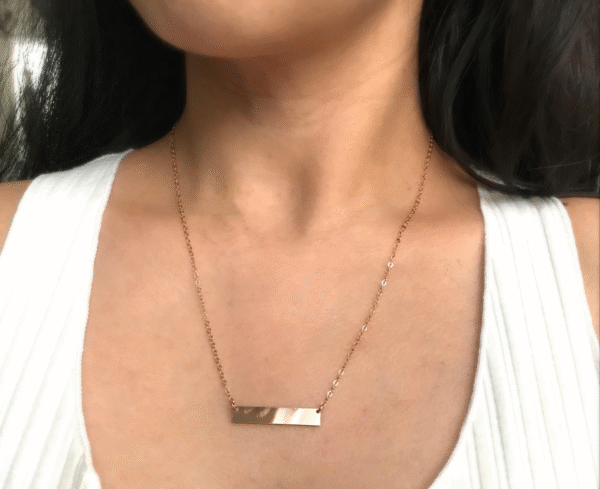 personalized 14k gold filled bar necklace