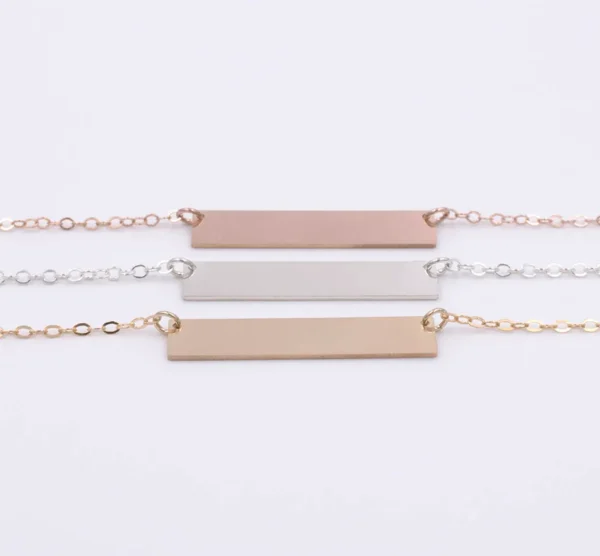 personalized 14k gold filled bar necklace