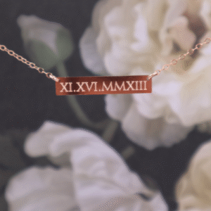 personalized roman numeral bar necklace