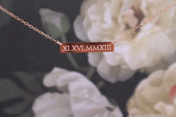 personalized roman numeral bar necklace